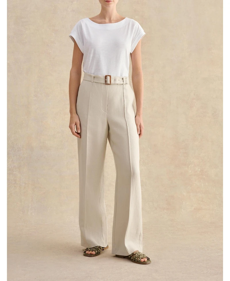 Hobbs London Women's Zainah High Waisted Wide Leg Trousers