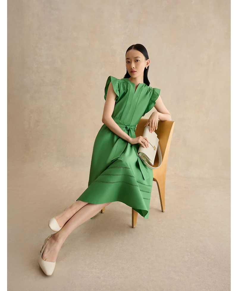 Hobbs London Women's Vanessa Ruffle Sleeve Midi Dress