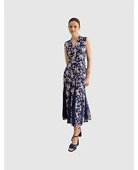 Hobbs London Women's Quin Sleeveless V-Neck Embroidered Dress