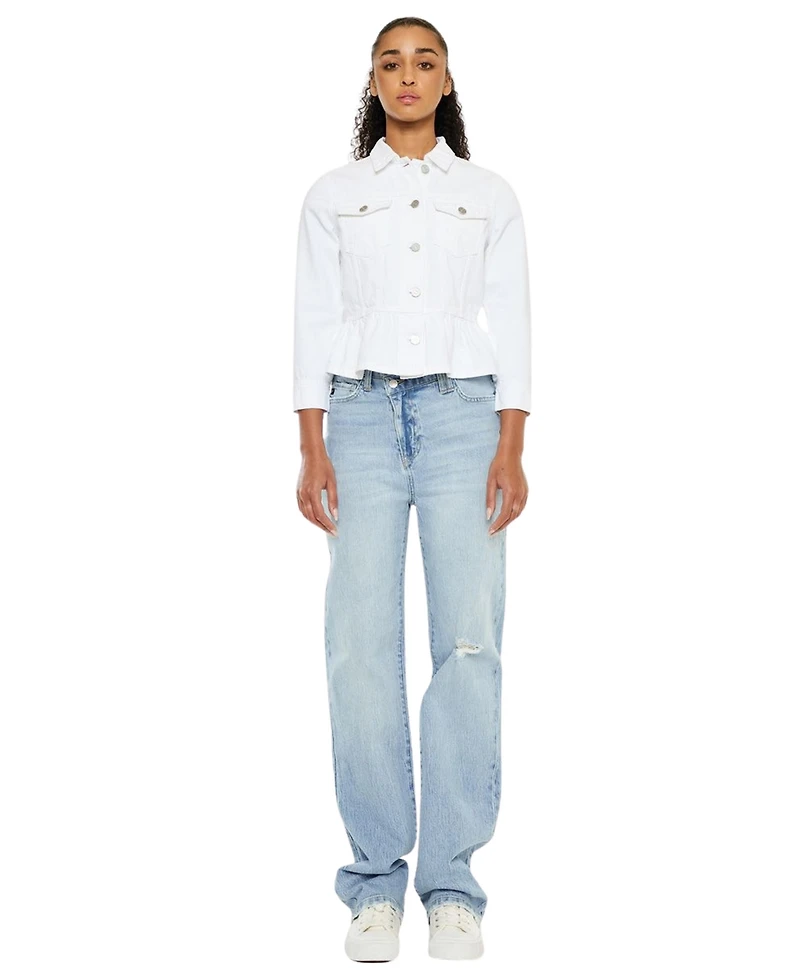 KanCan Women's Marilou Peplum Denim Jacket