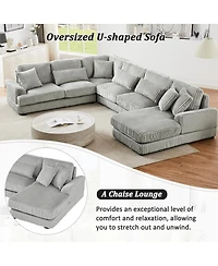 Streamdale Furniture U-Shaped Corduroy Sectional Sofa with Chaise Lounge