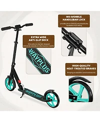 Fed Fitness Foldable Kick Scooter for Teens, 4-Level Adjustable Height, ABEC9 Bearing, 240LBS Capacity, Suitable for Ages 6+