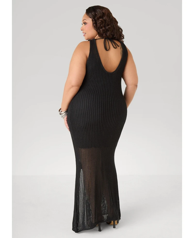 Ashley Stewart Women's Rosette Crochet Maxi Dress