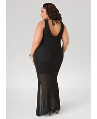 Ashley Stewart Women's Rosette Crochet Maxi Dress