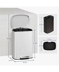 gaomon 13 Gal Stainless Steel Step-On Garbage Bin, Kitchen Trash Can for Kitchen
