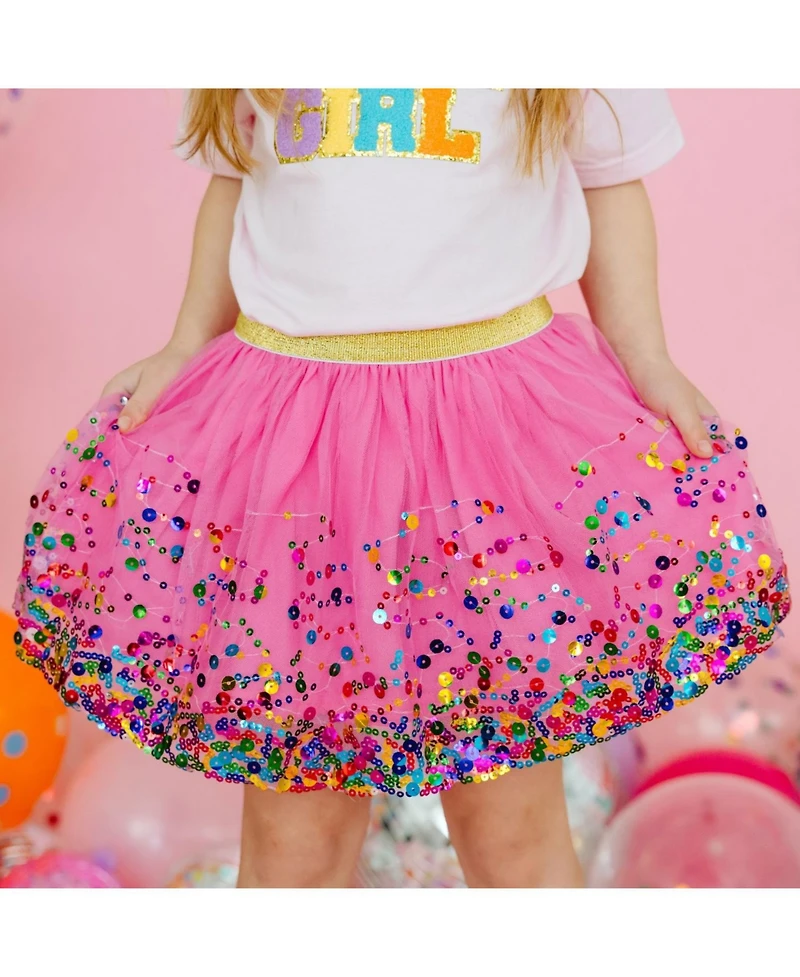 Little and Big Girls Raspberry Confetti Tutu Skirt