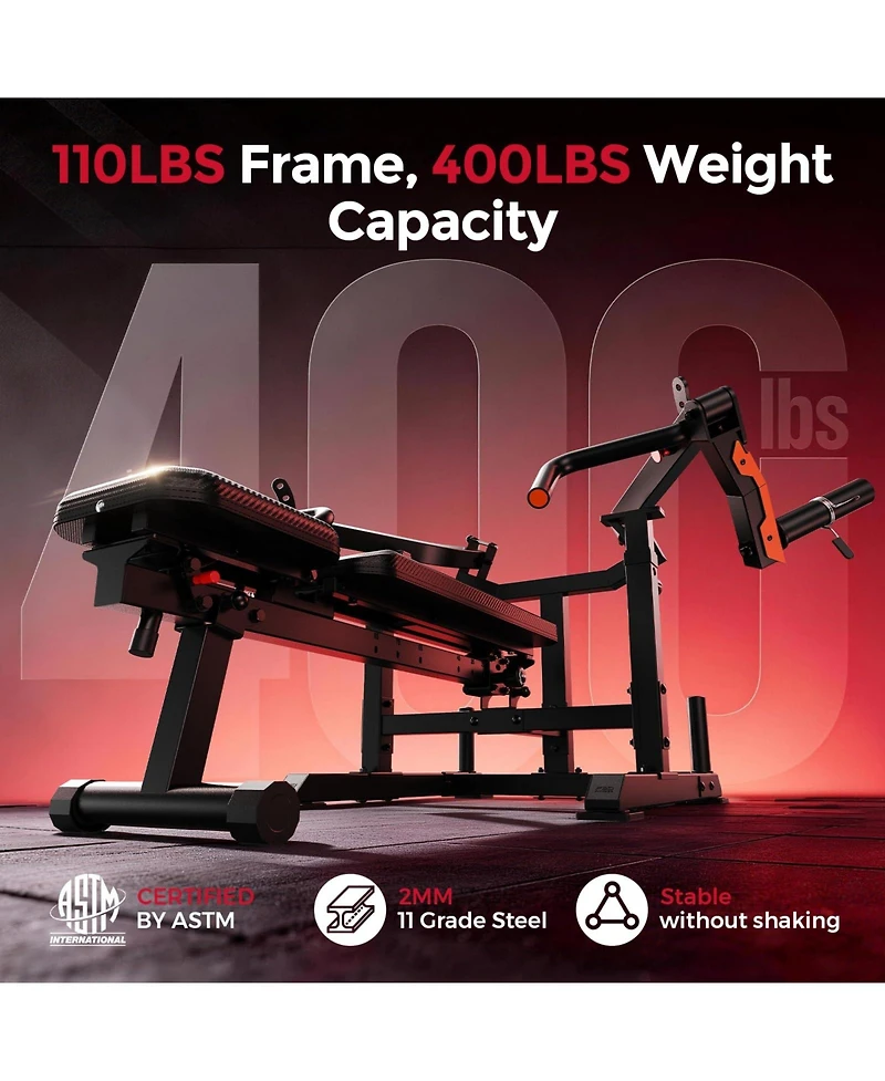 Fed Fitness SO2 Chest Press Bench Machine, 400LBS Tension Level, 4-Level Adjustable Converging Arms, Unique Bench Design for Strength Training