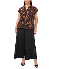 Vince Camuto Plus Printed V-Neck Short-Sleeve Blouse
