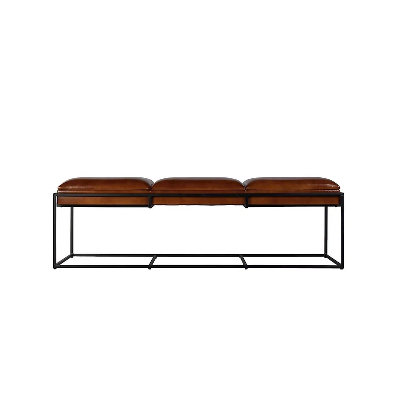 Butler Specialty Kane 62 in. W Leather and Iron Accent Bench