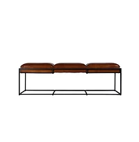 Butler Specialty Kane 62 in. W Leather and Iron Accent Bench