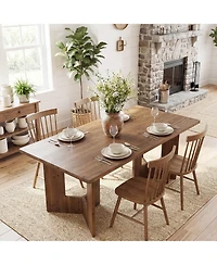 Tribesigns Solid Wood Dining Table, Farmhouse Kitchen Table for 4-6 People, Large Rustic Dining Room Table, Walnut
