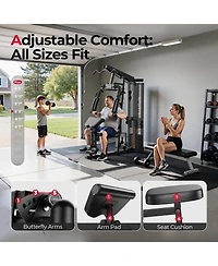 Fed Fitness Home Gym Station with Mesh Cover, 150LBS Weight Stack Multifunctional Workout Equipment Leg Press for Full Body Strength Training