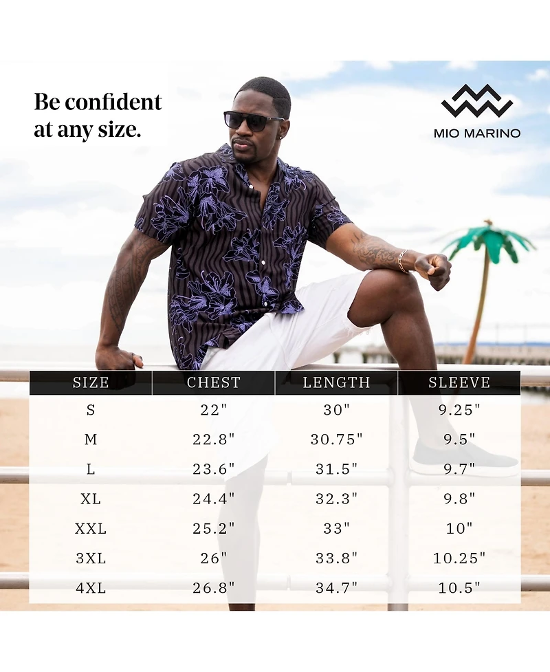 Mio Marino Mens Casual Button-Down Hawaiian Short Sleeve Shirt
