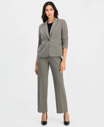 Anne Klein Essentials Petite One Button Scrunch Sleeve Jacket Nyc Compression Side Tab Pants