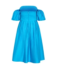 City Chic Women's Rosalee Puff Sleeve Midi Dress