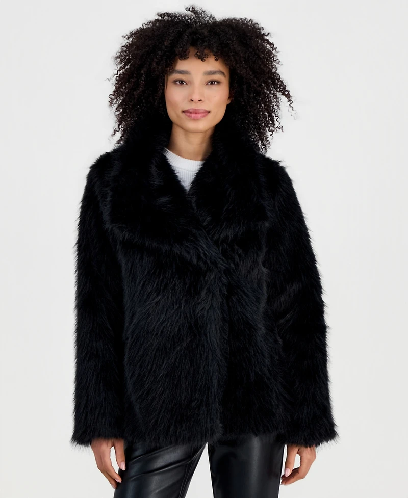 Steve Madden Women's Faux Fur Extended Collar Coat