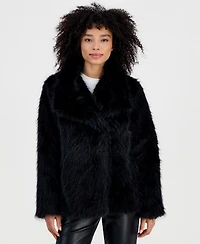 Steve Madden Women's Faux Fur Extended Collar Coat