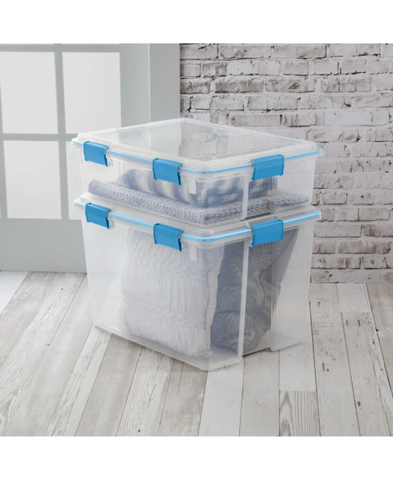 Sterilite 80-Qt Clear Plastic Stackable Storage Bin w/ Gasket Latch Lid, 8 Pack