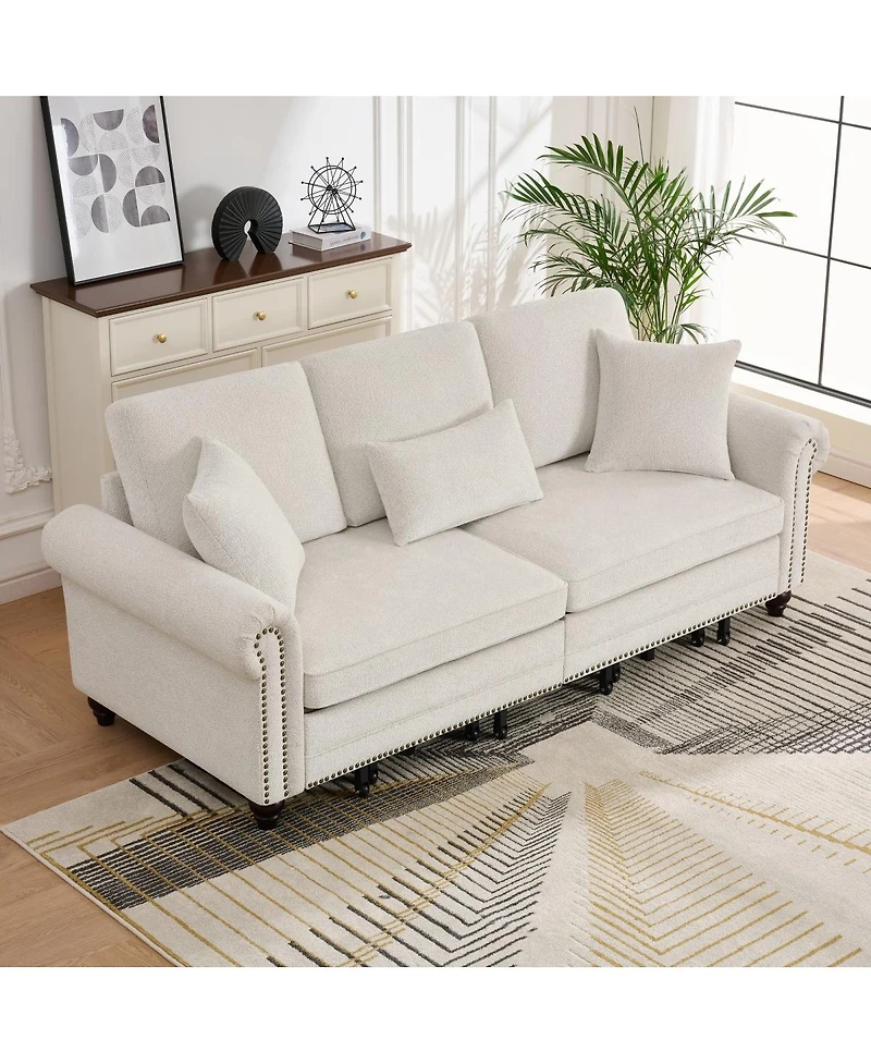 Streamdale Furniture 3-in-1 Convertible Sleeper Sofa with Nailhead Trim, Chenille