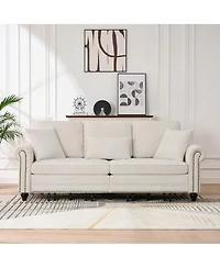 Streamdale Furniture 3-in-1 Convertible Sleeper Sofa with Nailhead Trim, Chenille