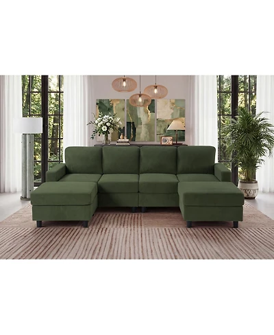 Streamdale Furniture Oversized U-Shaped Corduroy 4-Seat Sectional Sofa with Double Chaise