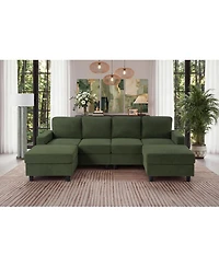 Streamdale Furniture Oversized U-Shaped Corduroy 4-Seat Sectional Sofa with Double Chaise