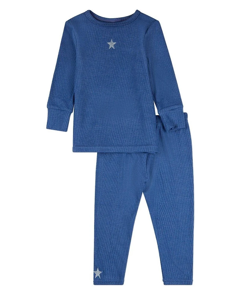 MeMoi Little Girls Star Embroidered Textured 2 Pc Lounge Set