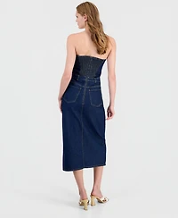 Bar Iii Women's Denim Corset Midi Dress, Macy's Exclusive