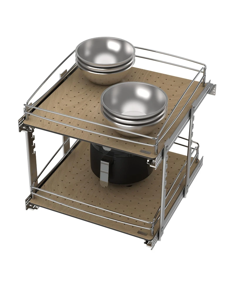 Rev-a-Shelf Two-Tier Solid Bottom Pullout Base Cabinet Organizer, 54BK-21SC-2-1