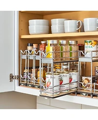 Rev-a-Shelf 9" Pullout Organizer for Cabinets, 2 Tier Upright Shelf, 5WU2-9W2-1