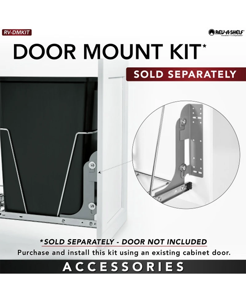 Rev-a-Shelf Pullout 50 qt. Sliding Trash Can for Kitchen, White, Rv-12PB-50 S