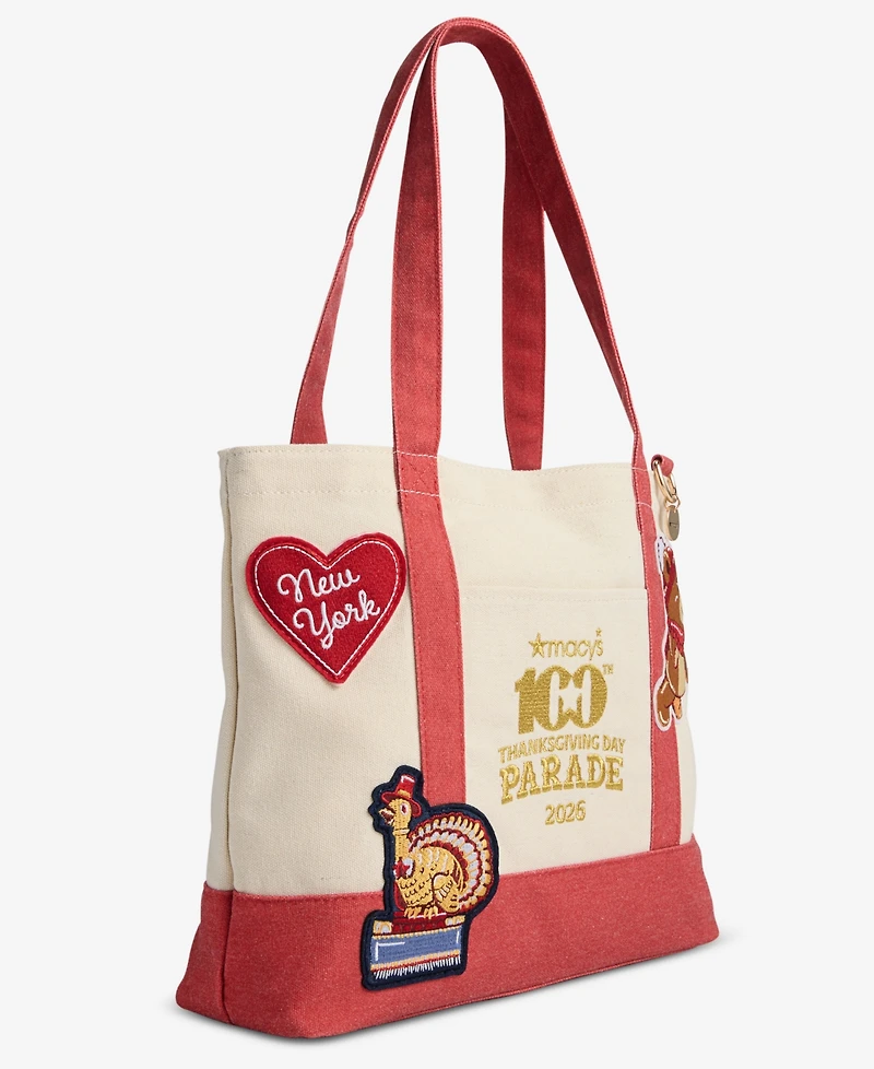 Macy's 100th Thanksgiving Day Parade 2026 Balloon Character Patch Mini Canvas Tote Bag, Macy's Exclusive