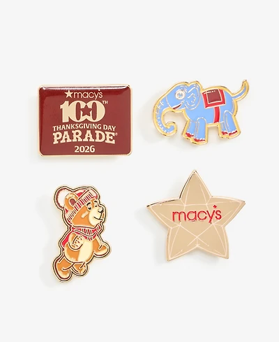 Macy's 100th Thanksgiving Day Parade 2026 Billie Brightpaw Bear 4-Pc. Pin Set, Macy's Exclusive