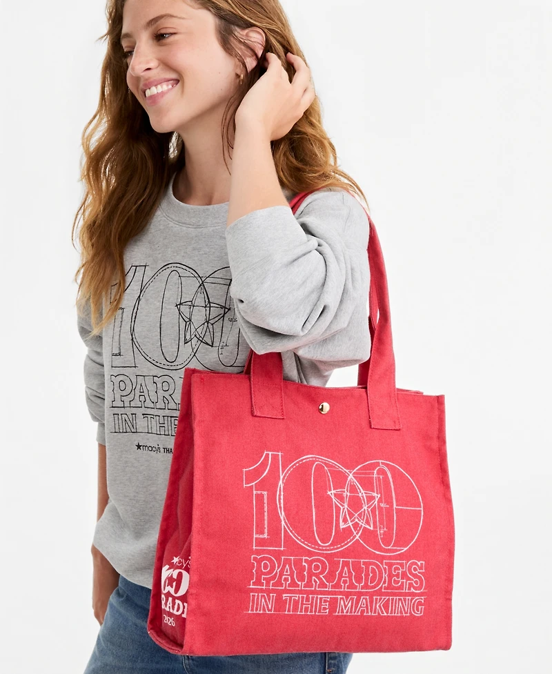 Macy's 100th Thanksgiving Day Parade 2026 Blueprint Canvas Tote Bag, Macy's Exclusive