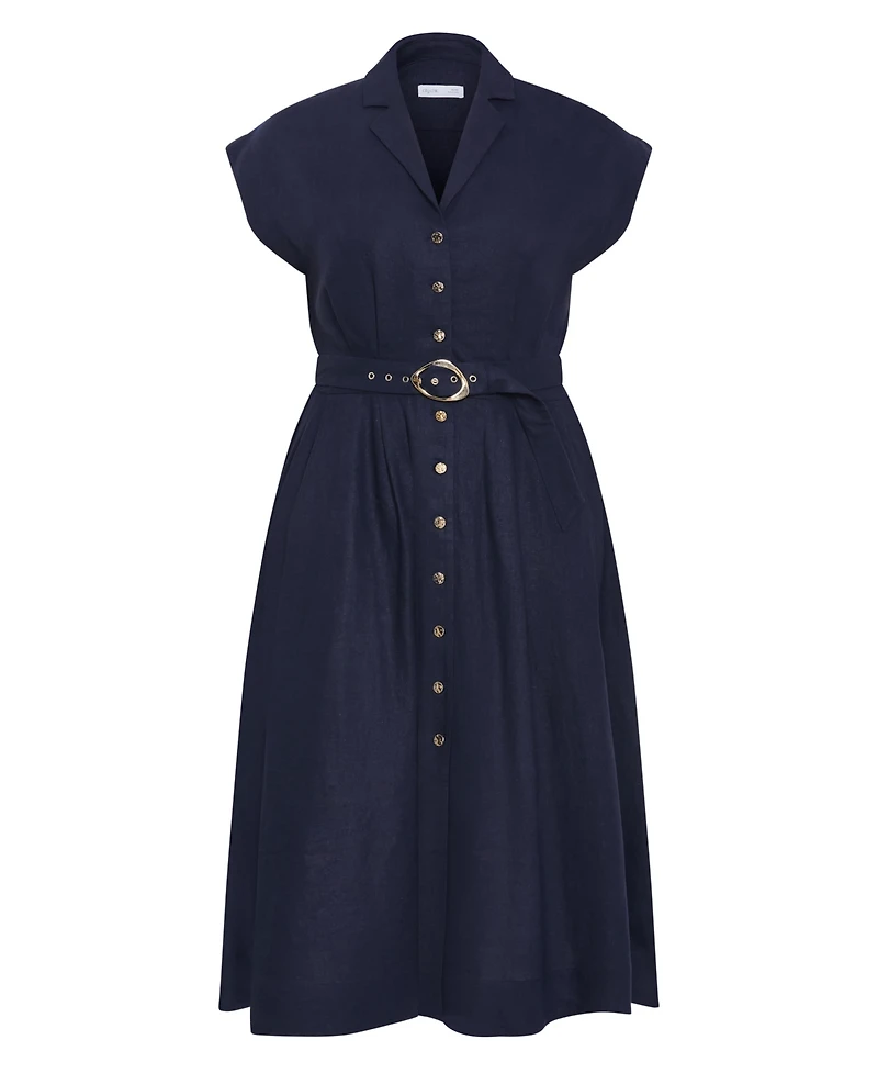 City Chic Women's Liliyana Belted Linen Dress