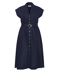 City Chic Women's Liliyana Belted Linen Dress
