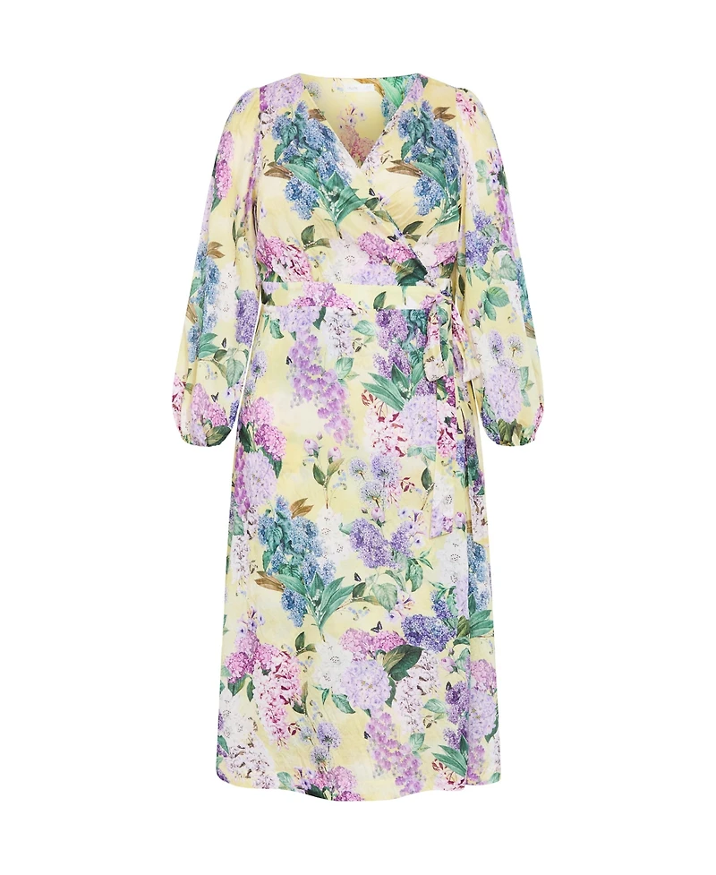 City Chic Women's Anastasia Hydrangea Print Wrap Maxi Dress
