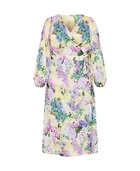 City Chic Women's Anastasia Hydrangea Print Wrap Maxi Dress