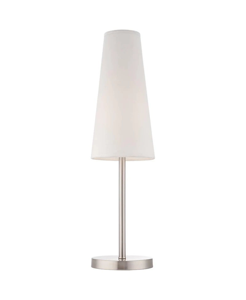 360 Lighting Snippet Modern Table Lamp 26" High Brushed Nickel Cone Shade for Bedroom Living Room Bedside Nightstand Office Kids Family House