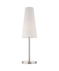 360 Lighting Snippet Modern Table Lamp 26" High Brushed Nickel Cone Shade for Bedroom Living Room Bedside Nightstand Office Kids Family House