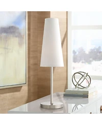 360 Lighting Snippet 26" High Modern Accent Table Lamps Set of 2 Brushed Nickel Finish Metal Living Room Bedroom Bedside