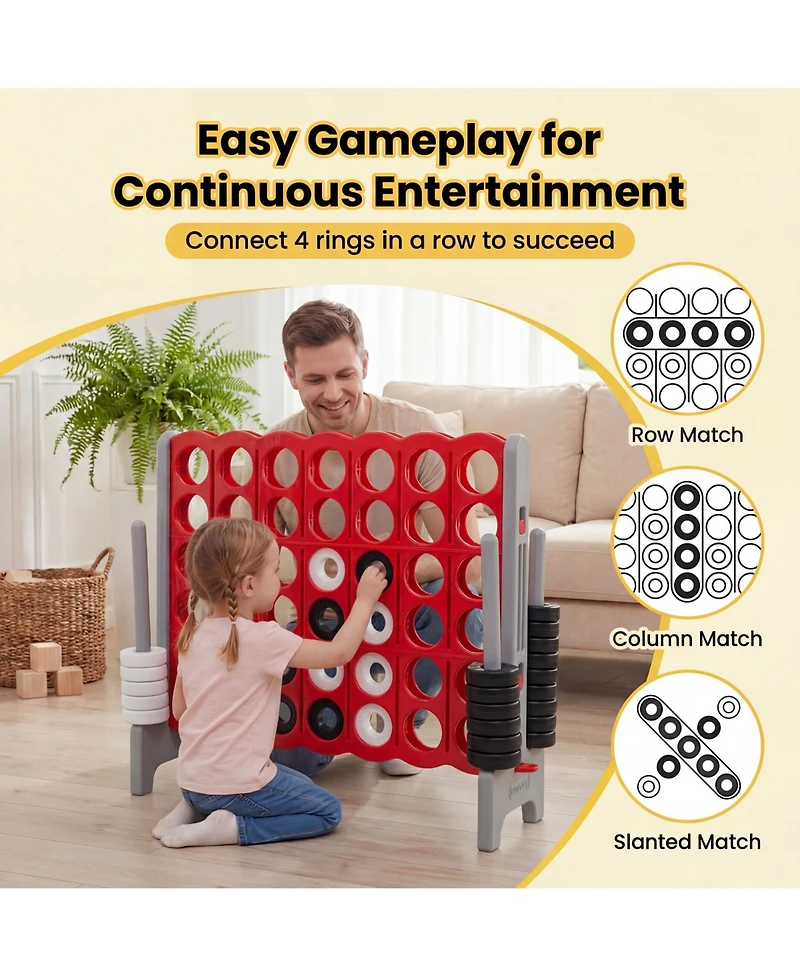 Costway Jumbo 4-to-Score 4 in A Row Board Game Set Outdoor Indoor Kids Adults Family Fun