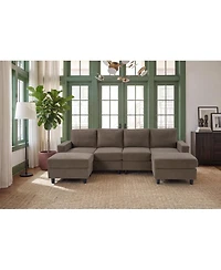 Streamdale Furniture 98.8" Oversized U-Shaped Corduroy 4-Seat Sectional Sofa with Double Chaise
