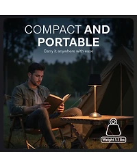 Bell + Howell Rechargeable Solar Tight Pleated Design Portable Indoor Outdoor Led Dimmable Modes Table Lamp