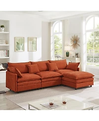 Streamdale Furniture 105" Modular Chenille L-Shape Sectional Sofa with Ottoman