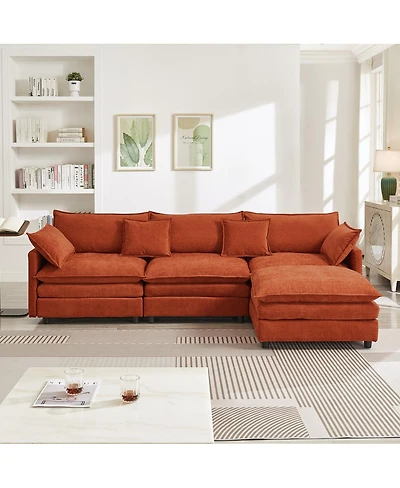 Streamdale Furniture 105" Modular Chenille L-Shape Sectional Sofa with Ottoman