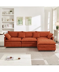 Streamdale Furniture 105" Modular Chenille L-Shape Sectional Sofa with Ottoman