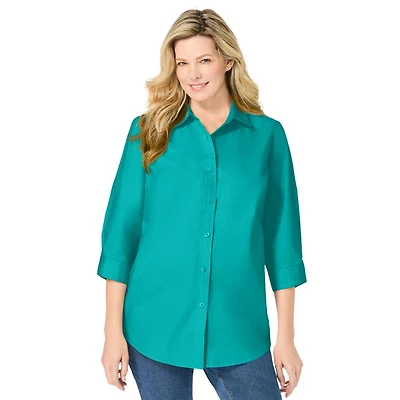 Woman Within Women's Perfect Three Quarter Sleeve Shirt