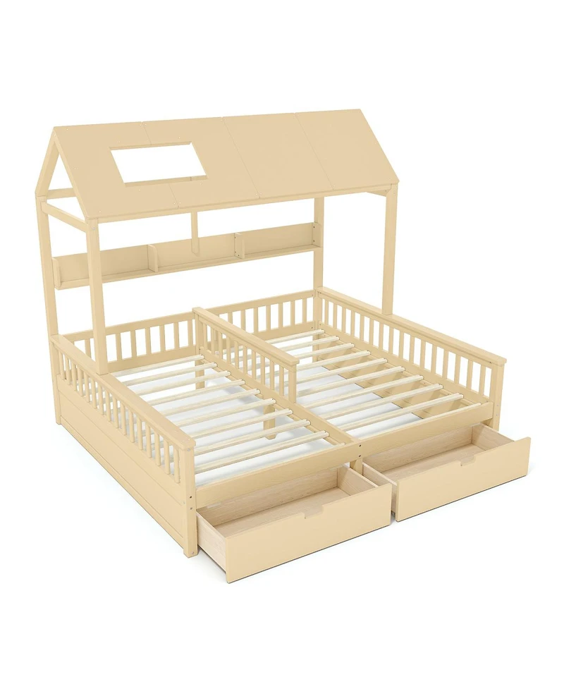 Streamdale Furniture House Platform Bed with Storage Shelves and Drawers