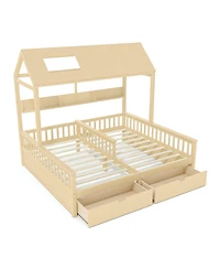 Streamdale Furniture House Platform Bed with Storage Shelves and Drawers